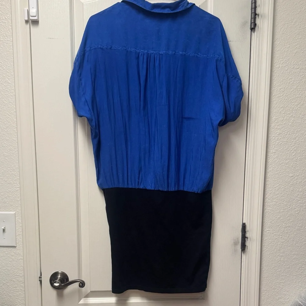 Express Royal Blue and Black Shirt Dress - Picture 9 of 12
